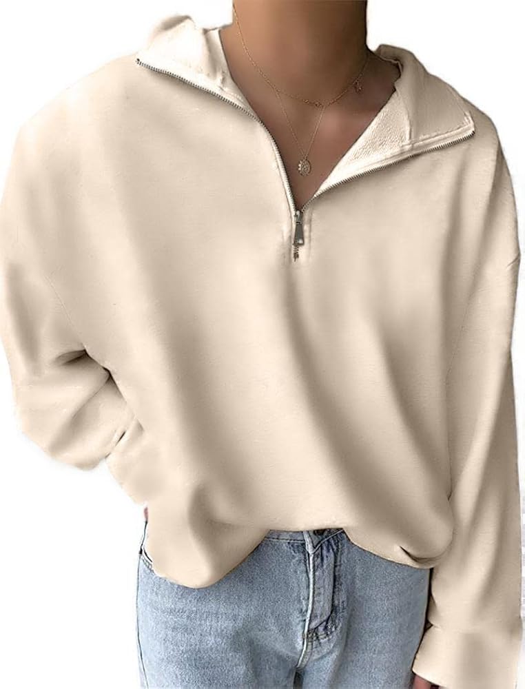 Fronage Quarter 1/4 Zip Pullover for Women, Casual Lapel